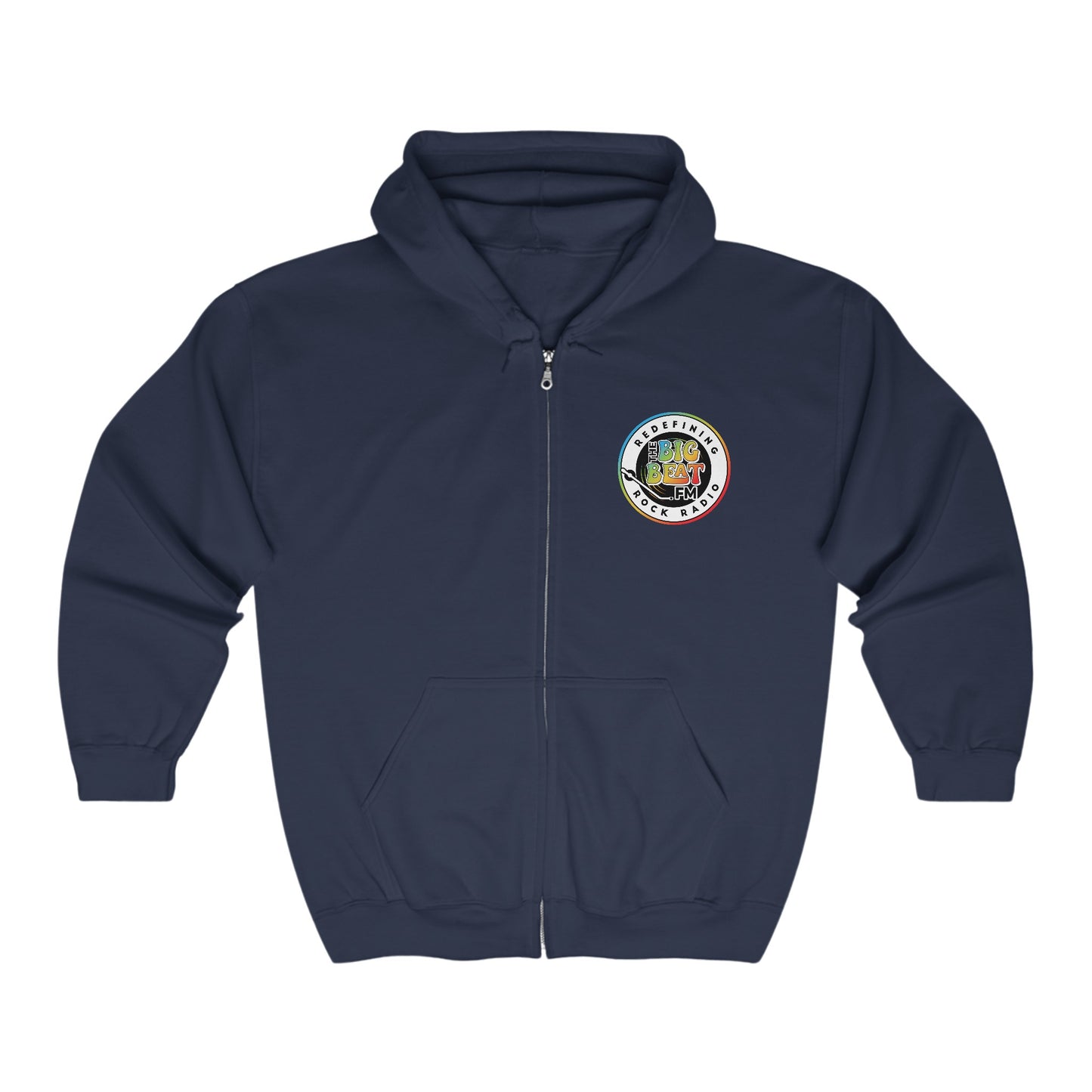 TheBigBeat.FM Unisex Heavy Blend™ Full Zip Hooded Sweatshirt (emblem FRONT and BACK)
