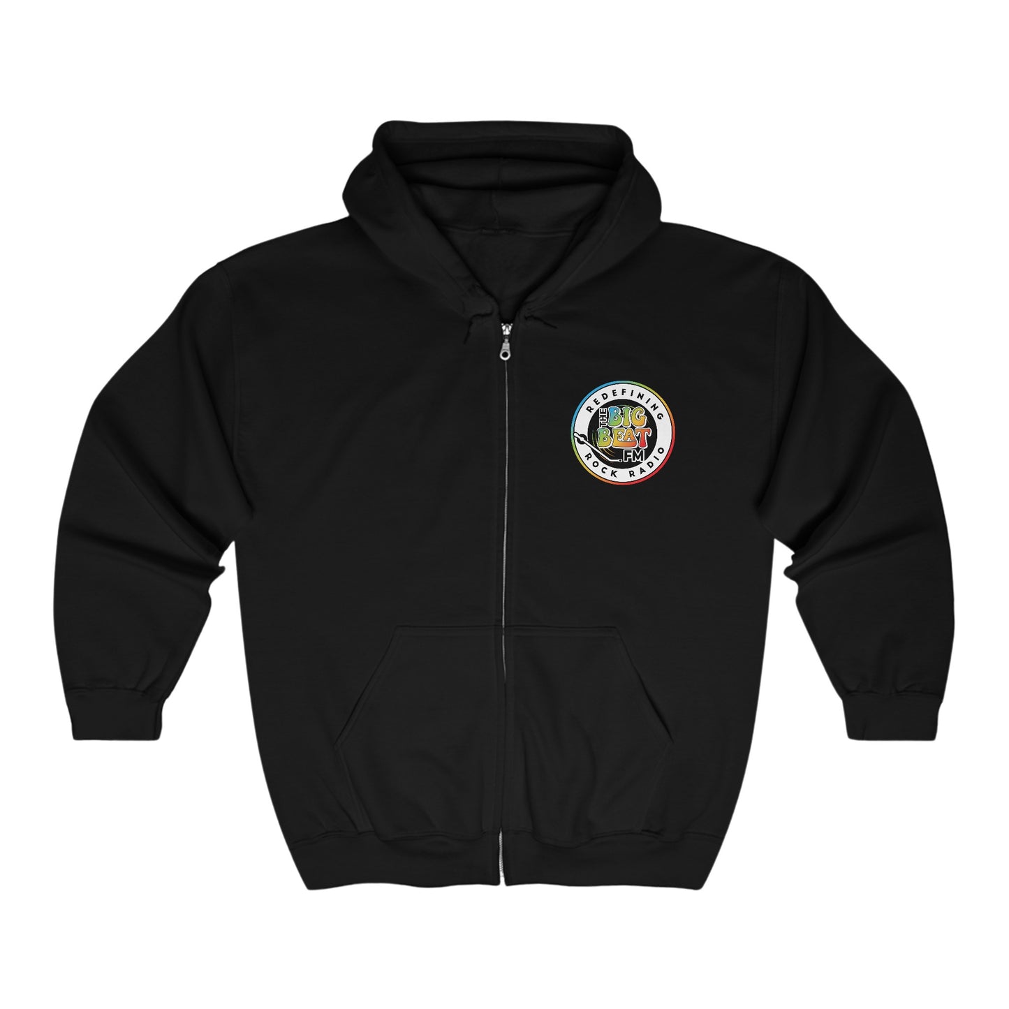 TheBigBeat.FM Unisex Heavy Blend™ Full Zip Hooded Sweatshirt (emblem FRONT and BACK)